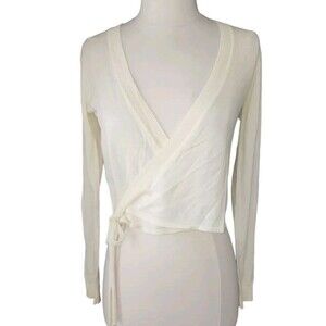 Lovers + Friends Revolve Ballet Wrap Sweater Women's XS Pale Butter Yellow NWT